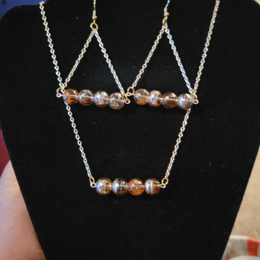 Horizontal Beaded Necklace and Earrings